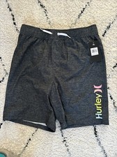 Hurley Big Boys Printed Drawcord Closure Board Shorts/ Swimwear In Black NWT