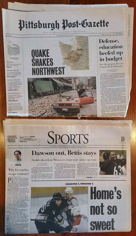 MARIO LEMIEUX RETURN TO MONTREAL 2001 PITTSBURGH POST-GAZETTE VINTAGE NEWSPAPER
