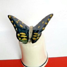 Fingerhut Schwarz Deko Figur Schmetterling Handbemalt Porzellan Butterfly Klima