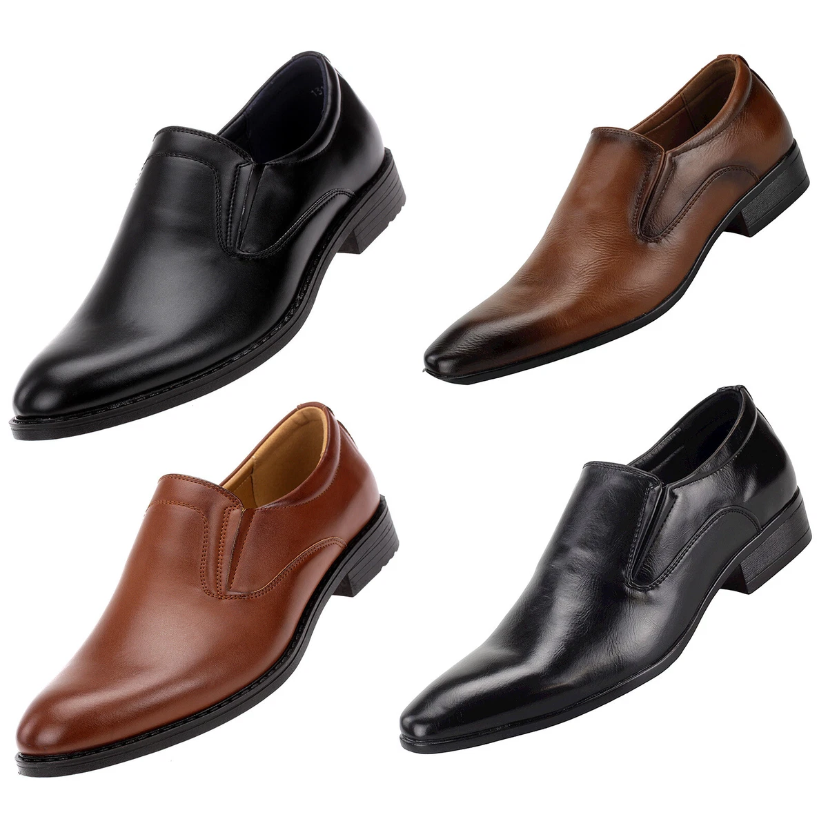 Herren Business Schuhe Slipper Leder-Optik Halbschuhe Braun 