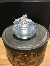 Vintage Indiana Glass Iridescent Rabbit Salt Cellar Rare