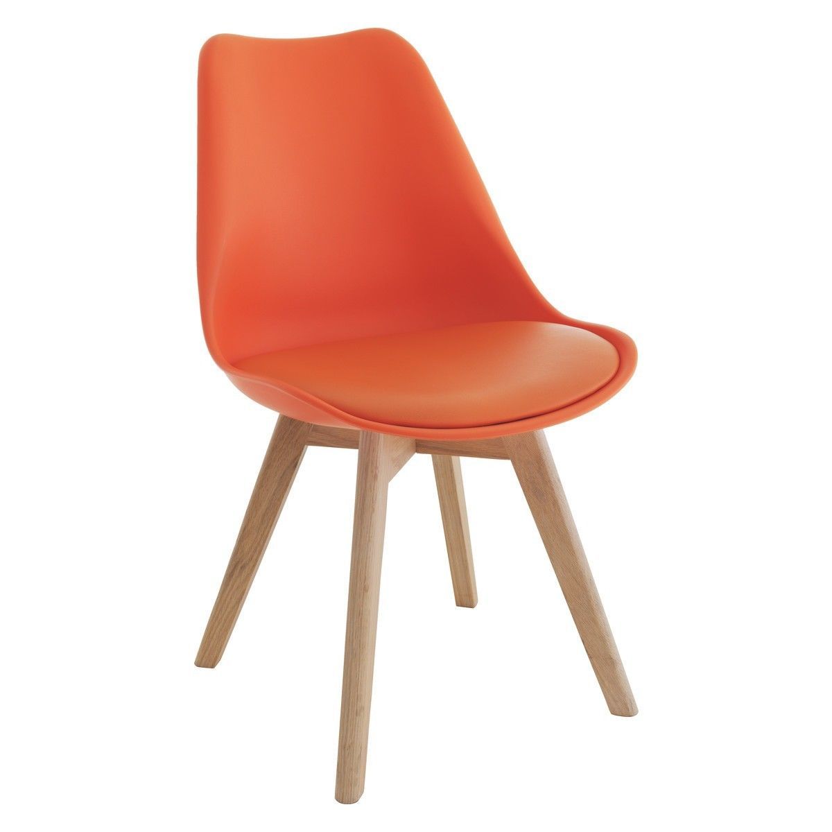 MOF Tulip-flower shape Dining Chair Solid Wood Legs ABS Plastic, Padded ...