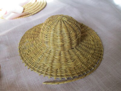 ANCIEN CHAPEAU POUR Poupée Ancienne Type Jumeau Paille Tressée Ruban Et Fleurs EUR 125,00