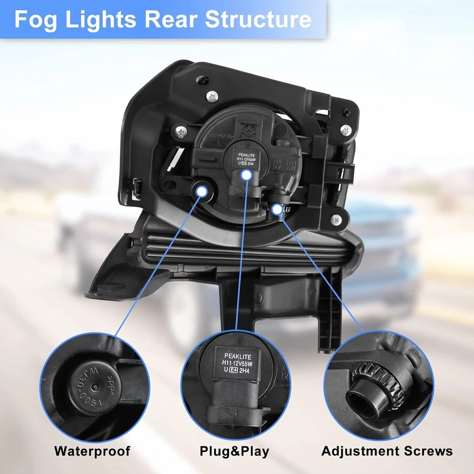 Fog Lights Assembly For 2014 2015 2016 Toyota Highlander Bumper Lamps Wiring Kit — 第 4/4 张图片