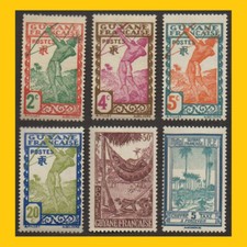 LOT 6 TIMBRES POSTRE DE GUYANE FRANCAISE - ANNEES 1929 A 1947 - NEUFS**