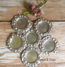 Antichità 6 Sottobicchieri  decoro Rose Metallo Argentato Calice Bicchiere Flûte