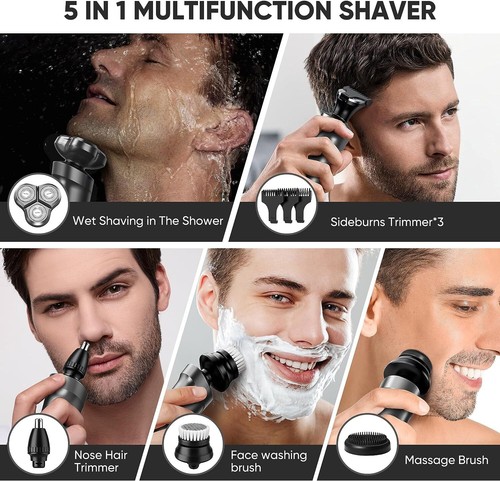 Men's Electric Beard Shaver Trimmer Razor USB Rechargeable Hair Shaving Machine - Picture 7 of 12