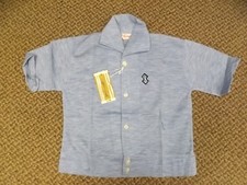 Rockabilly Vtg 1950s NEW Sporty Blue 50/50 Banded Waist Summer Shirt Boys Sz 4