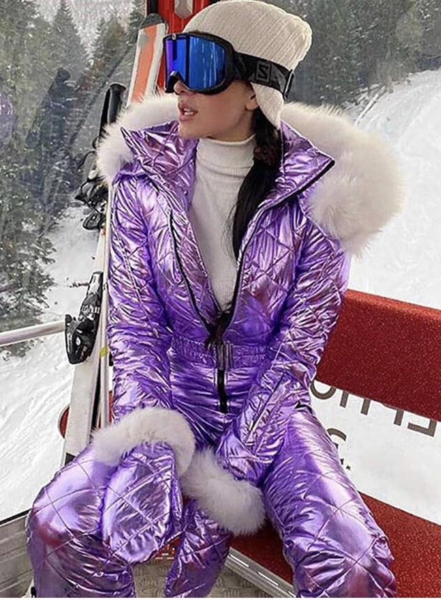 One-Piece Ski Suit Women Skiing Jumpsuit Snowboarding Violet Outdoor Snow  Suit | eBay