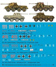 Peddinghaus 1/48 Sd.Kfz.234/2 Puma German AFV WWII Markings 1944 (4 veh.) 3346