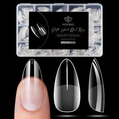 Modelones Mandel Nagel Tips -510 Stück 0,01 ml (510er Pack), Medium 