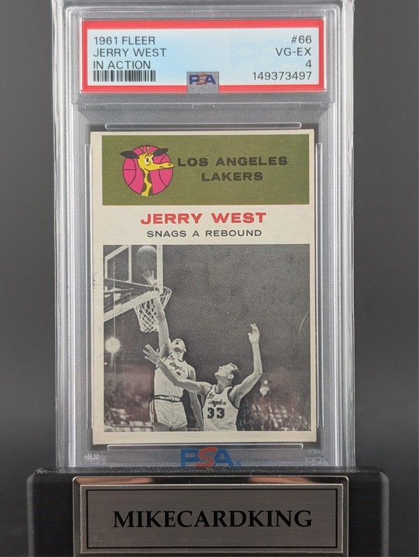 1961 Fleer In Action #66 Jerry West RC Lakers HOF PSA 4 Rookie Vintage