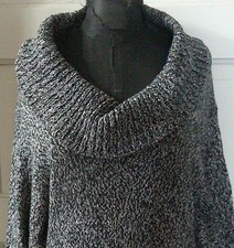 IZ BYER Black Marled Cowl Neck 3/4 Sleeve Sweater Knit Dress M
