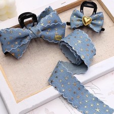 5 Meters Denim Ribbon Craft Star Decor Ribbon for DIY Bow Hair Accessory Trim