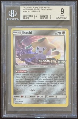 Pokémon Jirachi Staff Prerelease Stamp Holo Blackstar Promo SM161 BGS 9 Mint DE