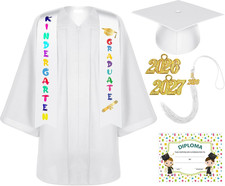 Matte Kindergarten Graduation Gown Cap Tassel Set with 2026/2027 Charm Stole Acc
