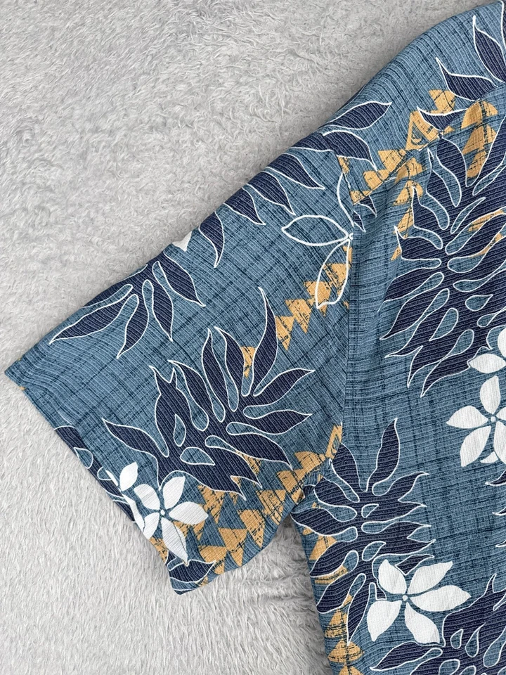 Camisa Quiksilver Waterman Hombre Grande Azul DELGADA Floral Hawaiana Abotonada LEER Foto 3 de 4