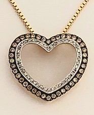 Diamond Heart Pendant set with Champagne & White Diamonds with 20" Box Chain