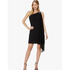 Vince Camuto Souffle Cocktail One Shoulder Dress Black Size 6