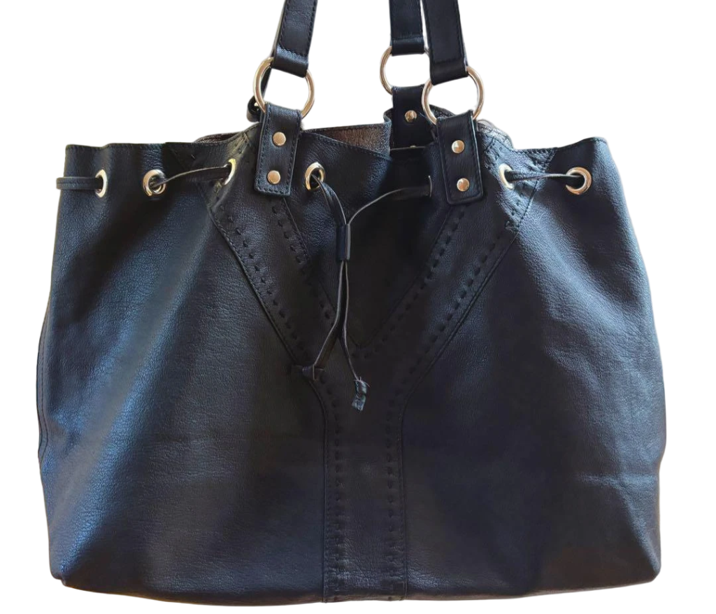 Borsa Yves Saint Laurent YSL reversibile nera oro metallizzato vintage rara