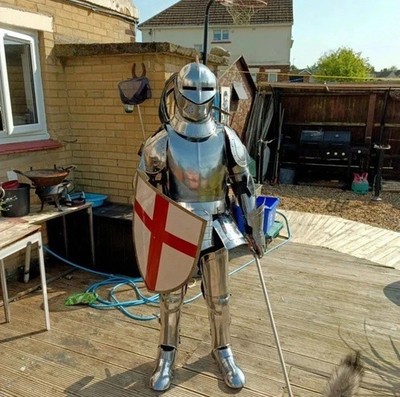 Knight Metal Suit of Armour Statue Full Size 6 fit Medieval Wearable Costume