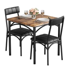 3-piece Dining Room Table Set With Dining Table And 2 Chair With Pu Soft Cushion