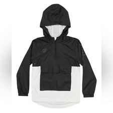 Umbro Boy's Woven 1/4 Zip Pullover Performance Hooded Jacket 6-7 S Black White