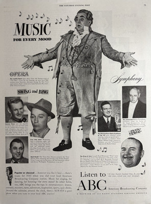 1948 American Broadcasting Company Music Every Mood Swing Bing Vintage Print Ad