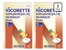 Nicorette Nicotine Gum Stop Smoking Aid 2 mg Fruit Chill Flavor 200Ct Exp 5/28