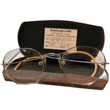 Antique Shuron 1/10 12k GF Eyeglasses Rimless Bifocals W Case And RX 50s/60s