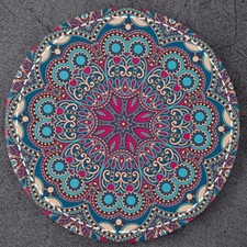 4 PCS Ceramic Coasters Vintage Mandala Pattern Round Cup Mats Ethnic Gift Set