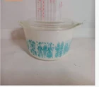 Vintage Pyrex Butterprint 472 1.5 Pint Casserole w/ 470-C Lid Blue Amish