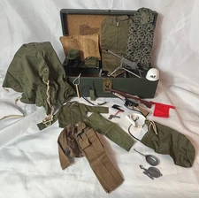 1960's GI Joe Lot Official Footlocker With Clothing Tent Weapons Field Phones