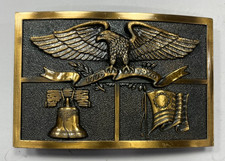 American Bicentennial 1776-1976 Liberty Bell Eagle Vintage Belt Buckle Bronze
