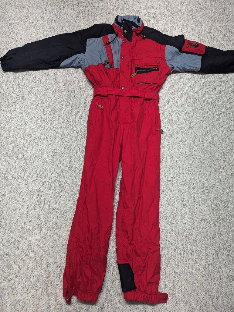 vintage MARKER ski suit 1PC red nylon M snowboard 1990s winter