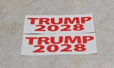TRUMP 2028 4x1.5" pre-cut red on white high quality weatherproof sticker 2pcs