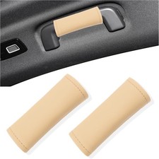 2pcs Beige Leather Interior Car Door Handle Protectors Universal Color Beige