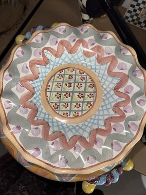 Mackenzie Childs Ceramic Taylor Heather  Check Fluted 9  Handmade Vintage
