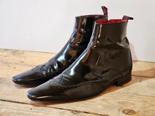 JEFFERY WEST MUSE SCARFACE MENS BLACK LEATHER SIDE ZIP ANKLE BOOTS UK 10 EU 44