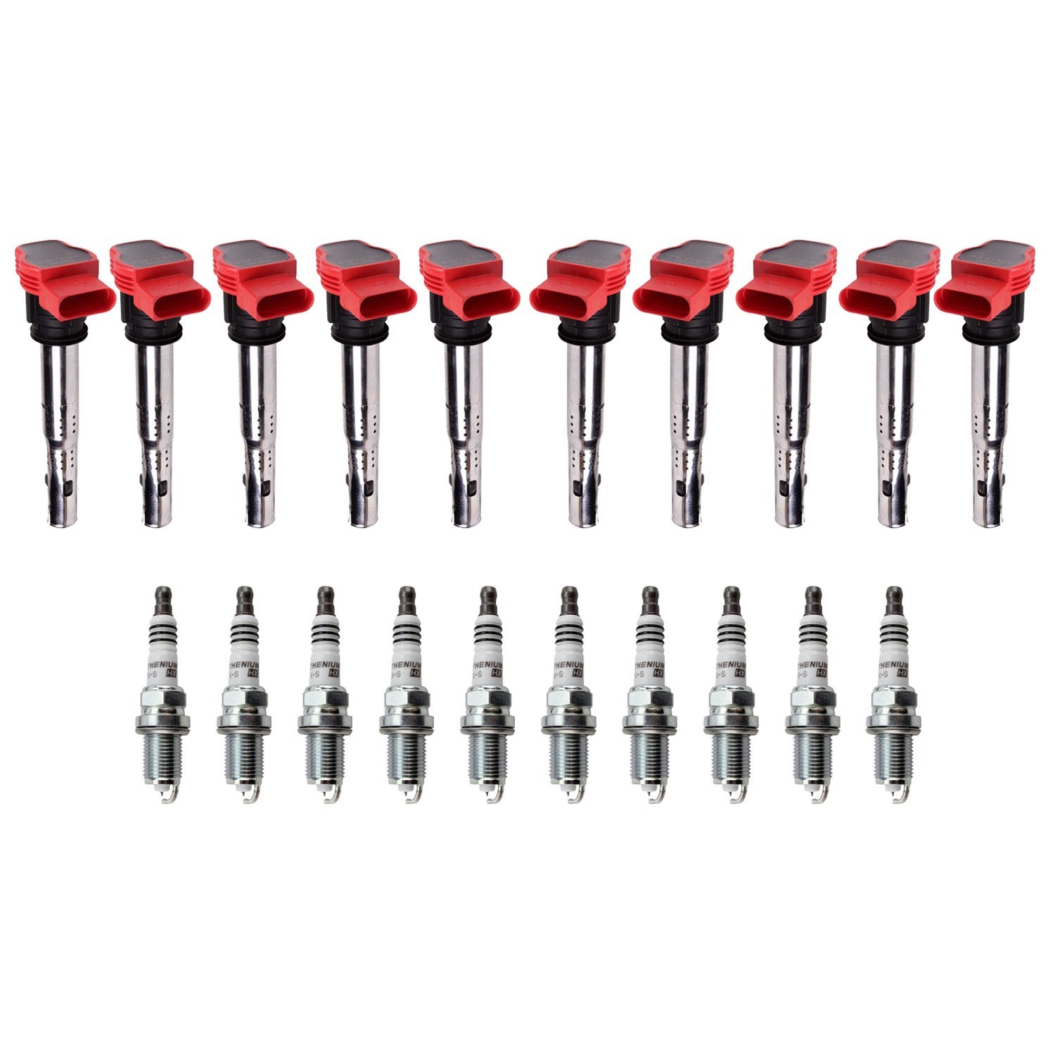 Eldor 10 Ignition Coils NGK Ruthenium HX Spark Plugs Kit for Audi R8 5.2L V10