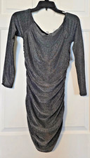 BP Silver Metallic Ruche Bodycon Minidress MEDIUM Off Shoulder NWT Going Out