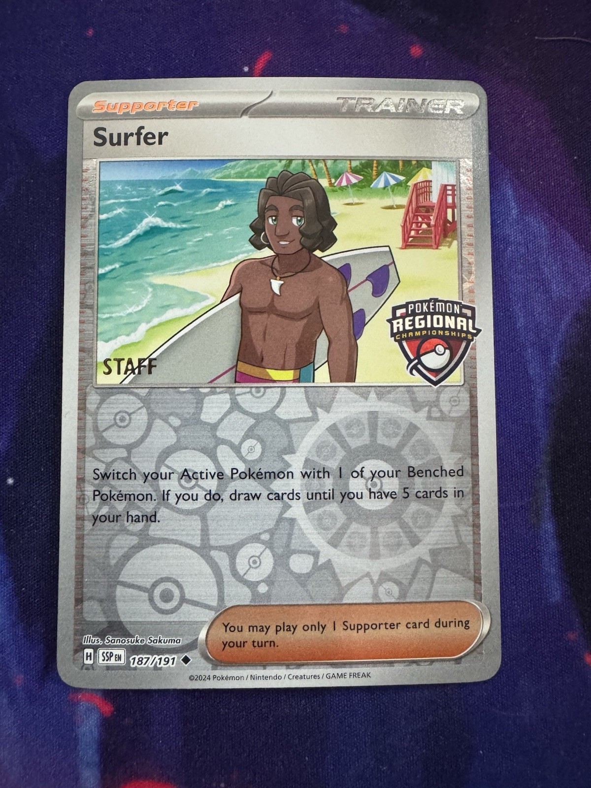 Pokemon TCG: Surfer 187/191 - STAFF - Regional Championship Promo x1 Nm-lp