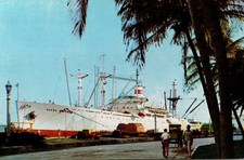 VINTAGE SS ALCOA CLIPPER CARIBBEAN STEAMSHIP DOCKSIDE CHROME POSTCARD QD