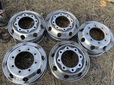 Image of Set of 5 Alcoa Truck Aluminum Wheels Flat Seat 19.5 8 Holes #PGIG4O