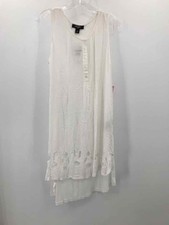 Pre-Owned Nine West White Size Large Shift Knee Length Sleeveless Dress