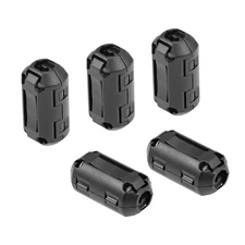 5pcs 7mm Ferrite Cores Ring Clip-On RFI EMI Noise Suppression Cable Clip Black