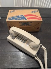 RETRO Off WHITE PUSH BUTTON CORDED BASIC WALL PHONE TELEPHONE CORTELCO EC