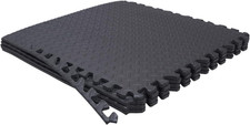 HTTMT- 4X 16 Sqft Black Gym Floor Mat 24X24 EVA Foam Interlocking Exercise Fit