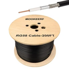 RG58 Coaxial Cable - 200ft Low Loss 50 Ohm Coax for WiFi/Router Signal Booster A