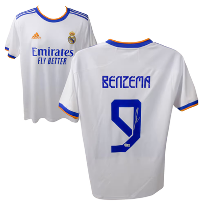 Karim Benzema Signed Real Madrid FC Home Soccer Jersey #9 with